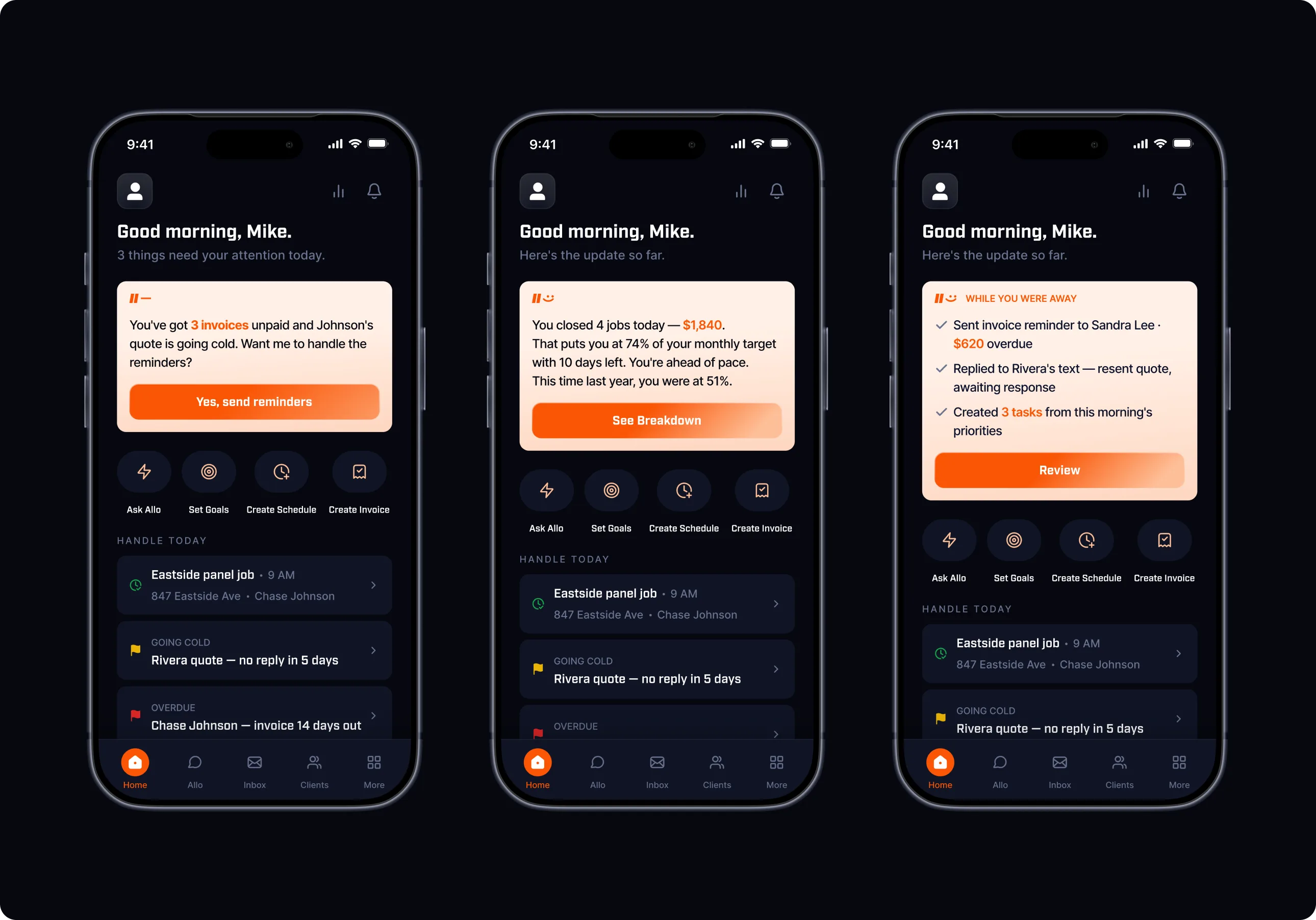 Allo home dashboard